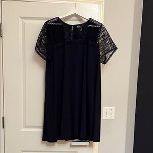 LOFT Black Crochet Detail Top